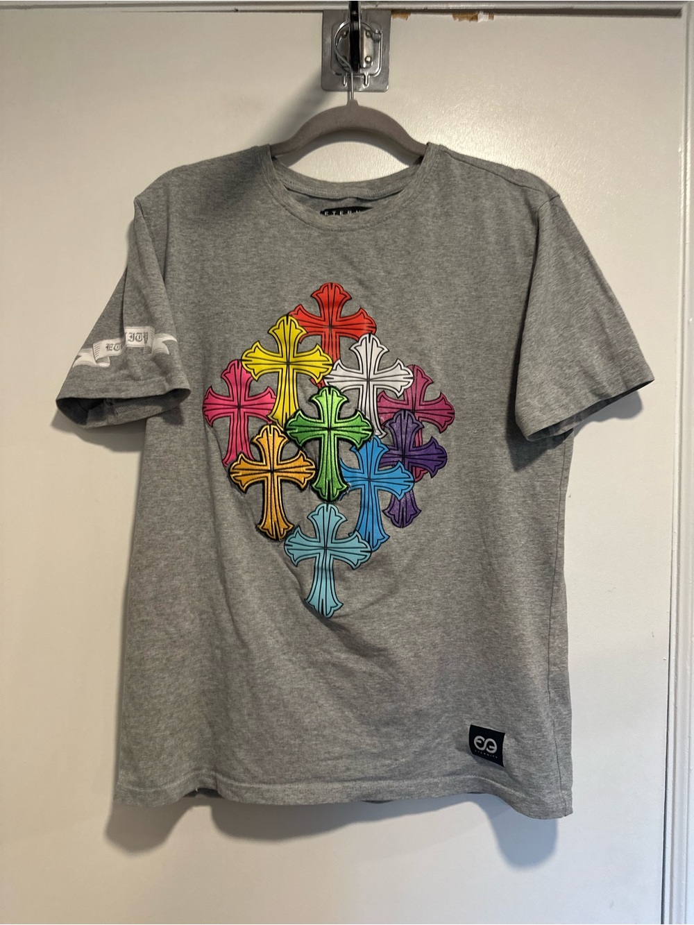 Eternity BC/AD Graphic Print Sz:M  colorful Gothic cross patches diamond pattern